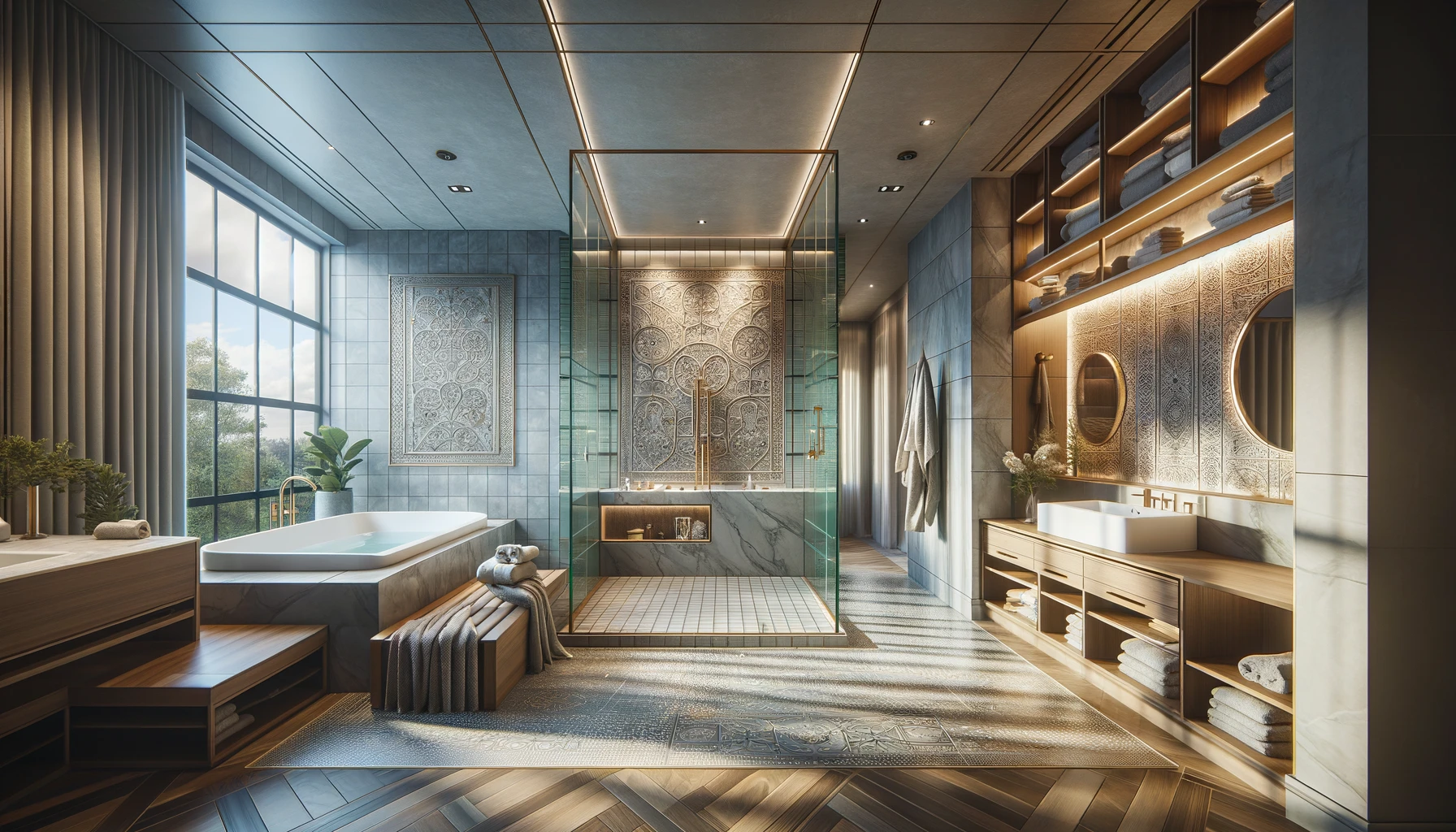 Envision a custom-designed bathroom that exudes luxury and innovation.