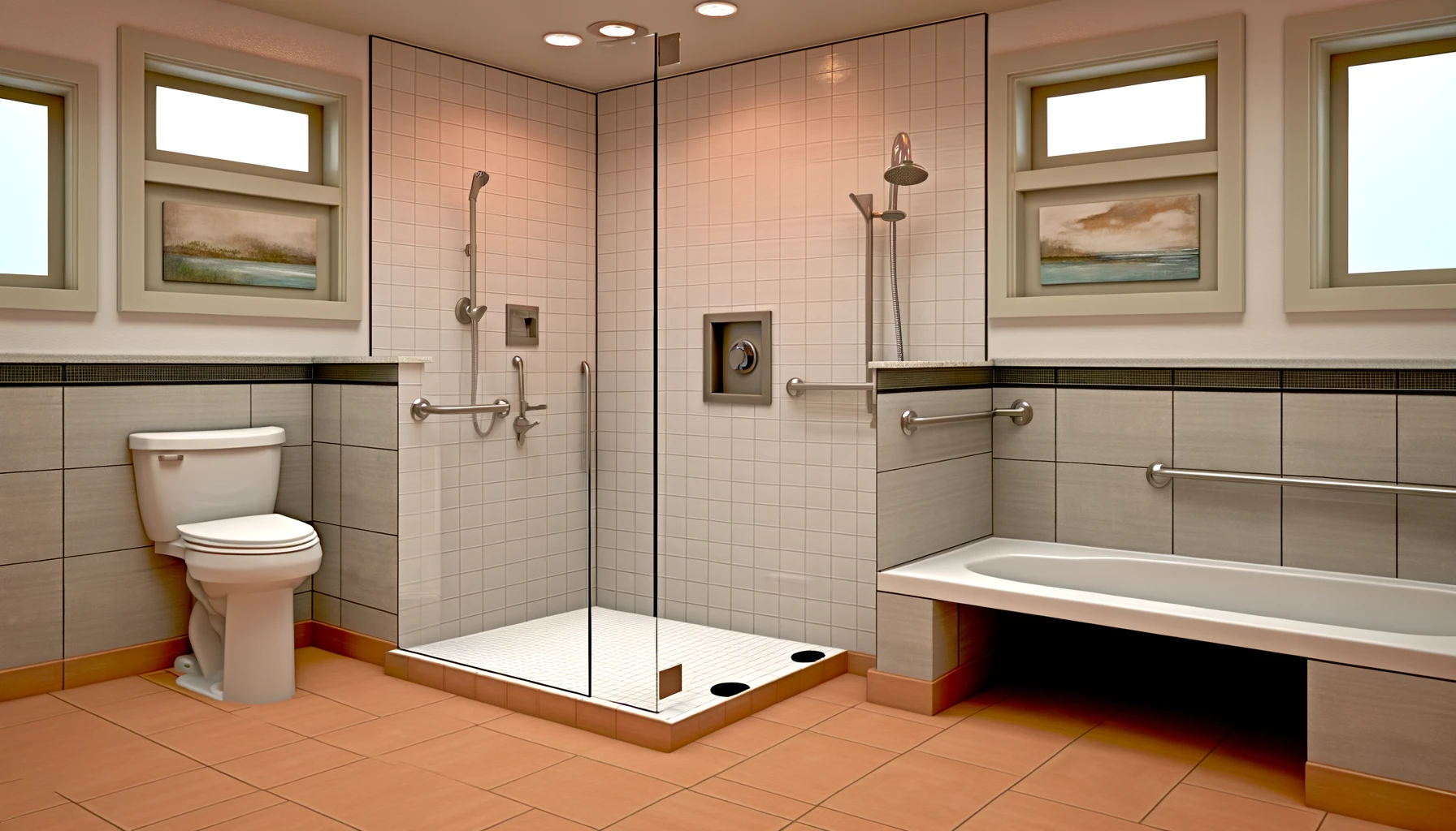 Imagine an accessible bathroom design that combines style with functionality