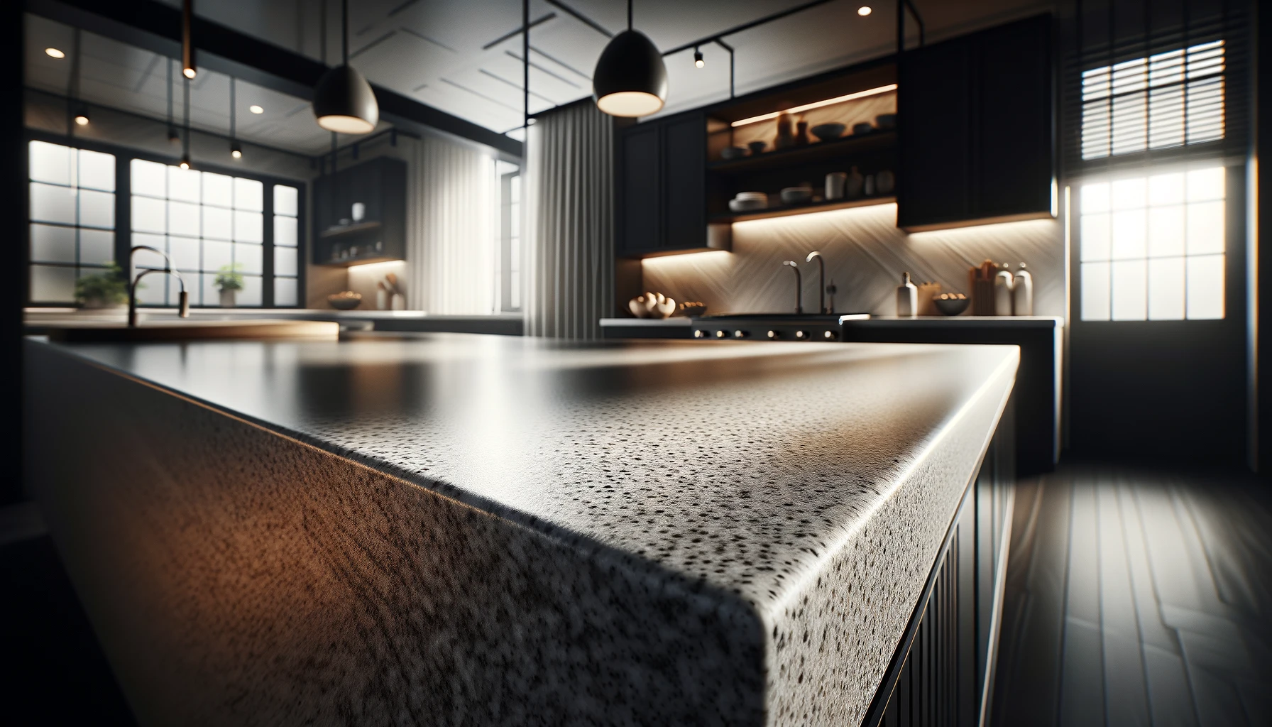 a close-up image highlighting high-quality, durable kitchen surfaces that are easy to clean.