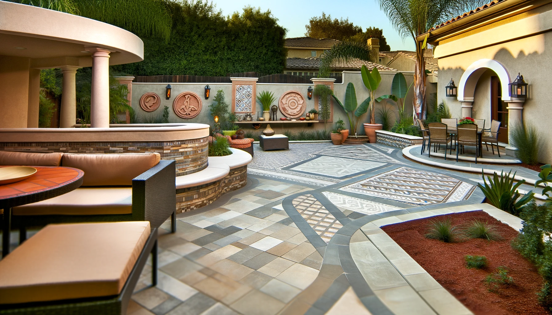 an image showcasing a custom outdoor patio solution installed in a unique space, highlighting the versatility and craftsmanship of A Pl